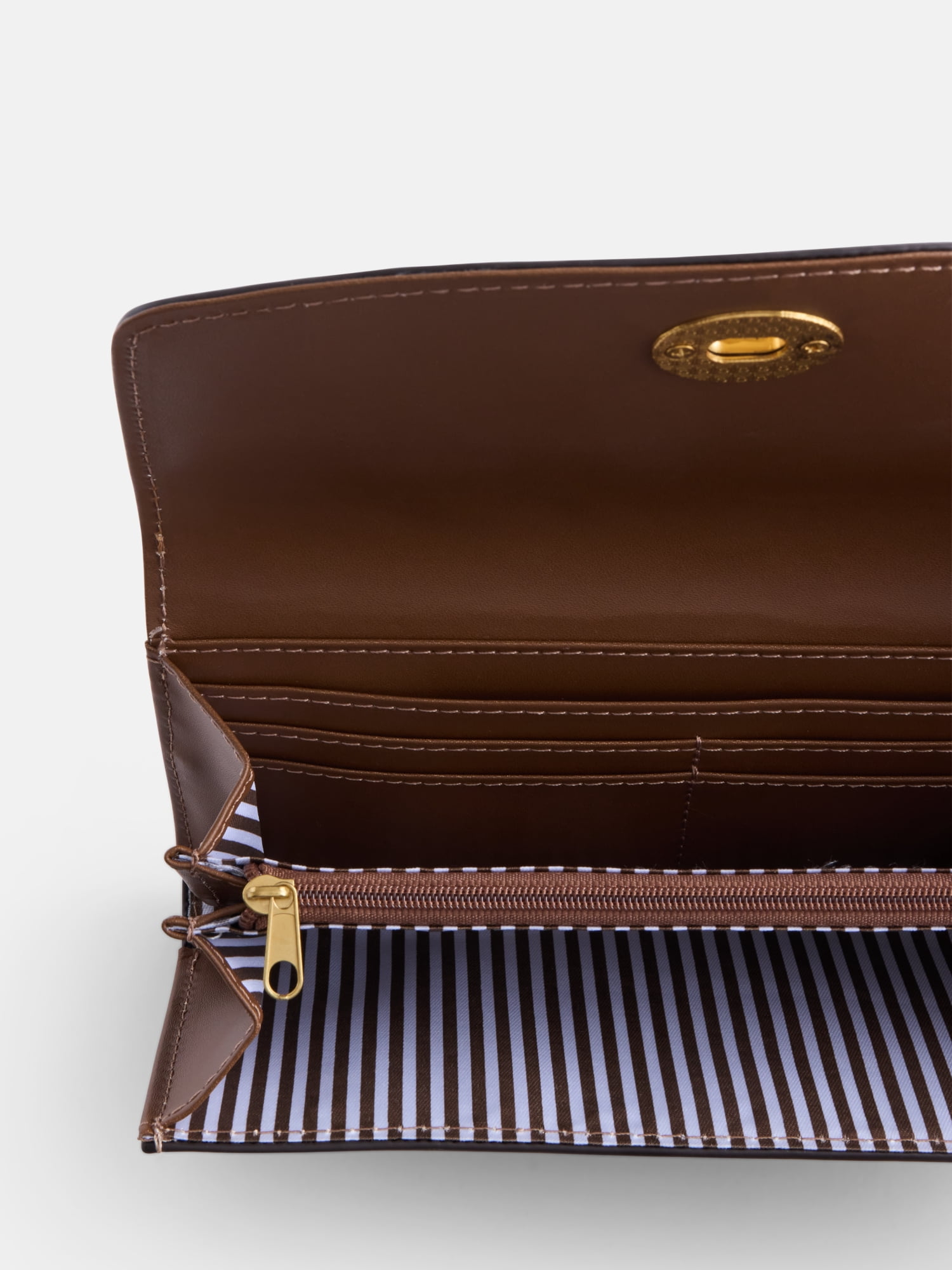 Free Assembly Women's Faux Leather Clutch Wallet, Autumn Brown