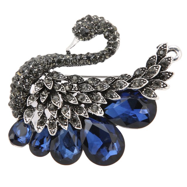 Broche de mujer vintage elegante con diamantes de imitación para solapa con forma de animal para regalo de cumpleaños y Navidad, azul oscuro
