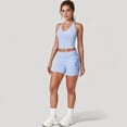 thumbnail image 3 of Women's V-Neck Cropped Tank Top with Racer-Inspired Straps and Smooth Contour Fit for Activewear - Medium, Light Blue, 3 of 7