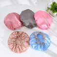 thumbnail image 2 of Paquete de 5 gorros de ducha ajustables impermeables de gran tamaño para mujeres de cabello largo JM, 2 of 5