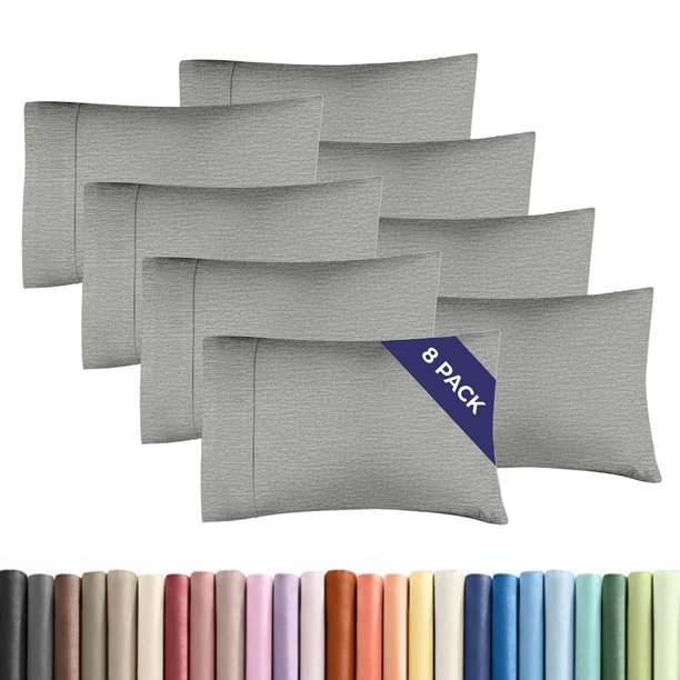 Juego de 8 fundas de almohada King - Fundas ultrasuaves de calidad hotelera - Cómodas y antiarrugas - Resistentes al encogimiento, las manchas y la decoloración - Protectores de almohada lavables a má