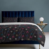 Cartoon Paw Print Colourful 3-Piece Bedding Set, Luxuriously Soft Bedding with Matching Pillow Shams, Comforter Set Twin Size for Casual Home Decor