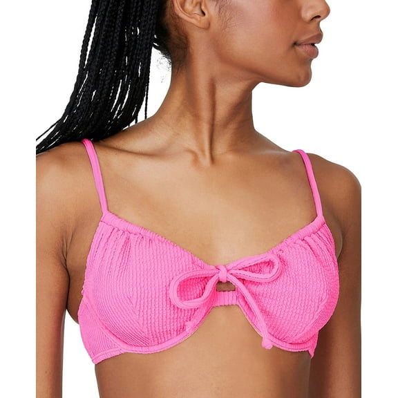 COTTON ON Women's Pink Ribbed Bikini Top