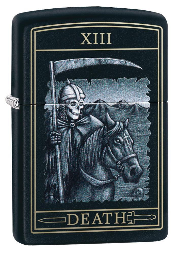 Zippo Death Card Design Black Matte Pocket Lighter