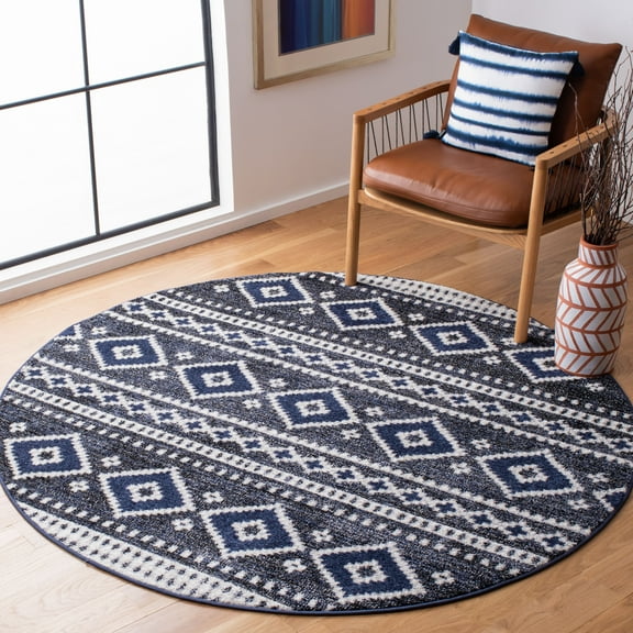 SAFAVIEH Adirondack Jayme Southwest Area Rug, Dark Grey/Ivory, 6' x 6' Round