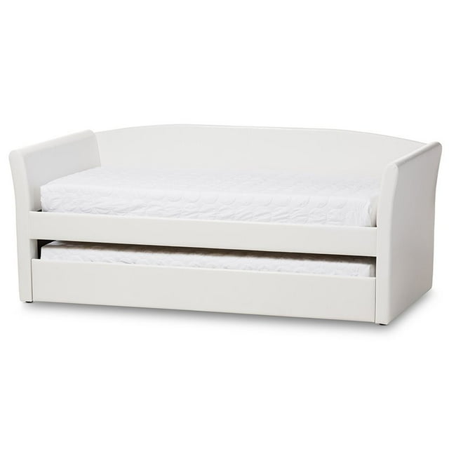 Baxton Studio Lit de Jour en Similicuir avec Tiroir-Lit, Blanc
