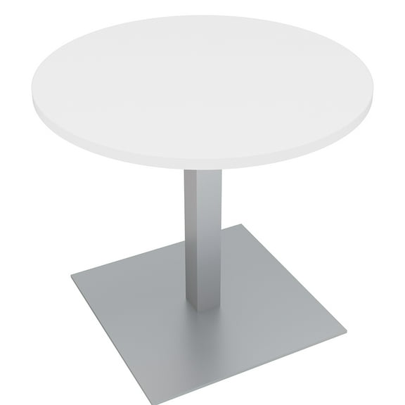 34" Small Round Table Square Metal Base Conference Room Breakroom