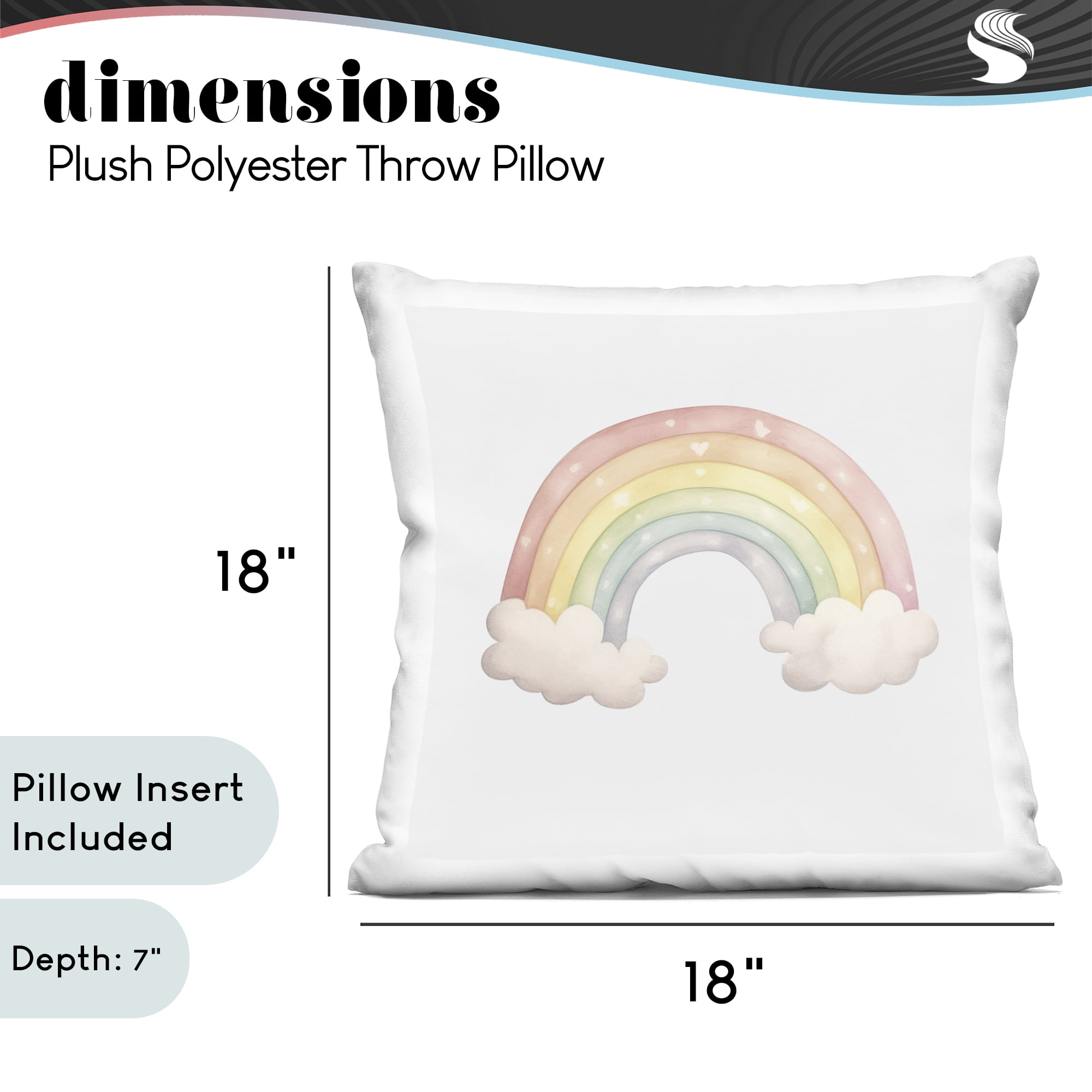 Stupell Industries Dreamy Pastel Rainbow with Clouds Decorative Printed Throw Pillow, design by Karen Smith, 18 x 7 x 18