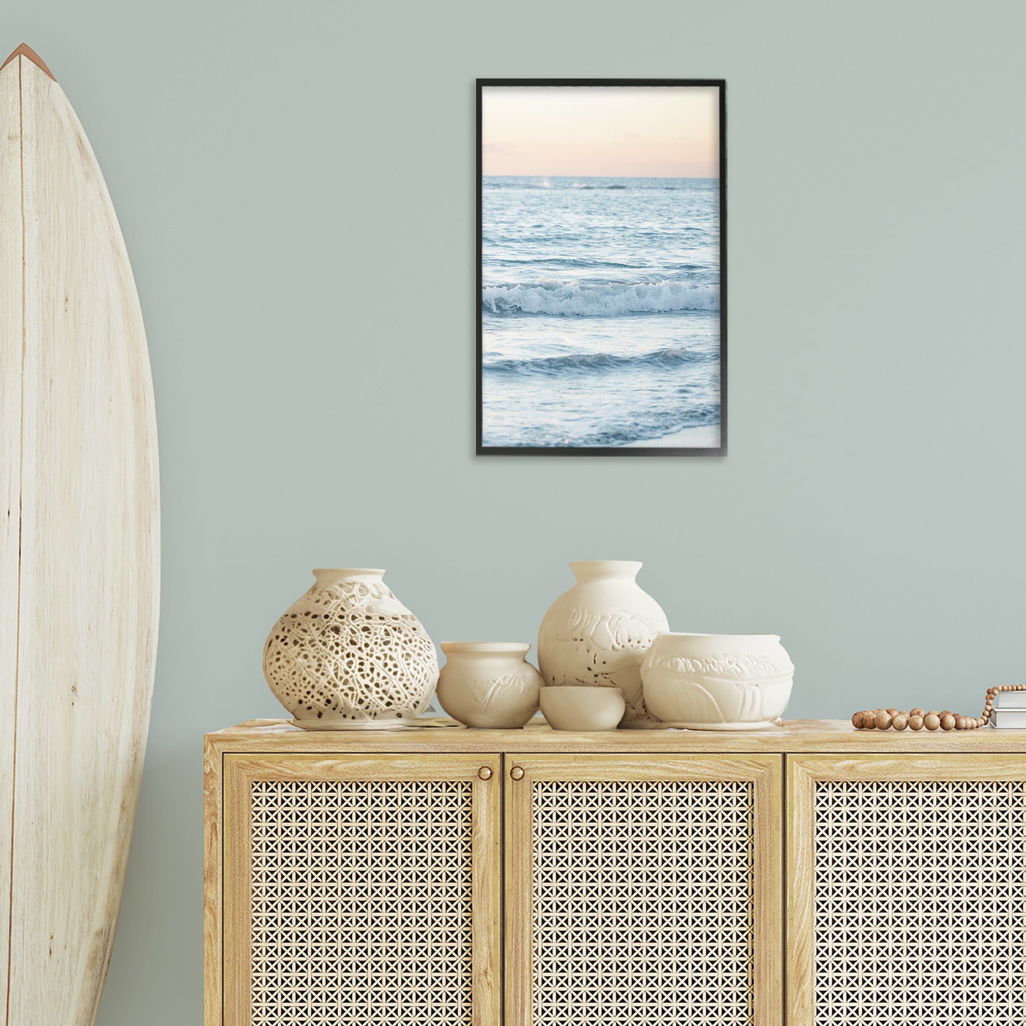 Stupell Industries Sunset & Sea View Coastal Photography Black Framed Art Print Wall Art, 16 x 24