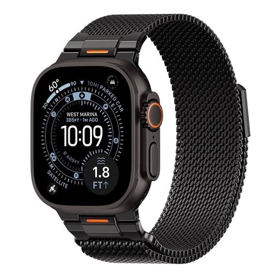 BANDOVA Tactical Magnetic Milanese Loop for Apple Watch Band with 38/40/41/42mm(Series 11 10), Breathable Metal Mesh Men Replacement Band, Black