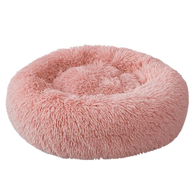Cama Redonda para Mascotas Blusea, Peluche Suave, Diámetro 120cm, Color Rosa, Empaque Triple en Caja de Cartón Resistente, Ideal para Mascotas de Hasta 35kg.