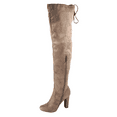 thumbnail image 3 of Knee-1 Women's Chunky Heel Over the Knee Casual Dress Fashion Boots Shoes ( Taupe, 8.5), 3 of 5