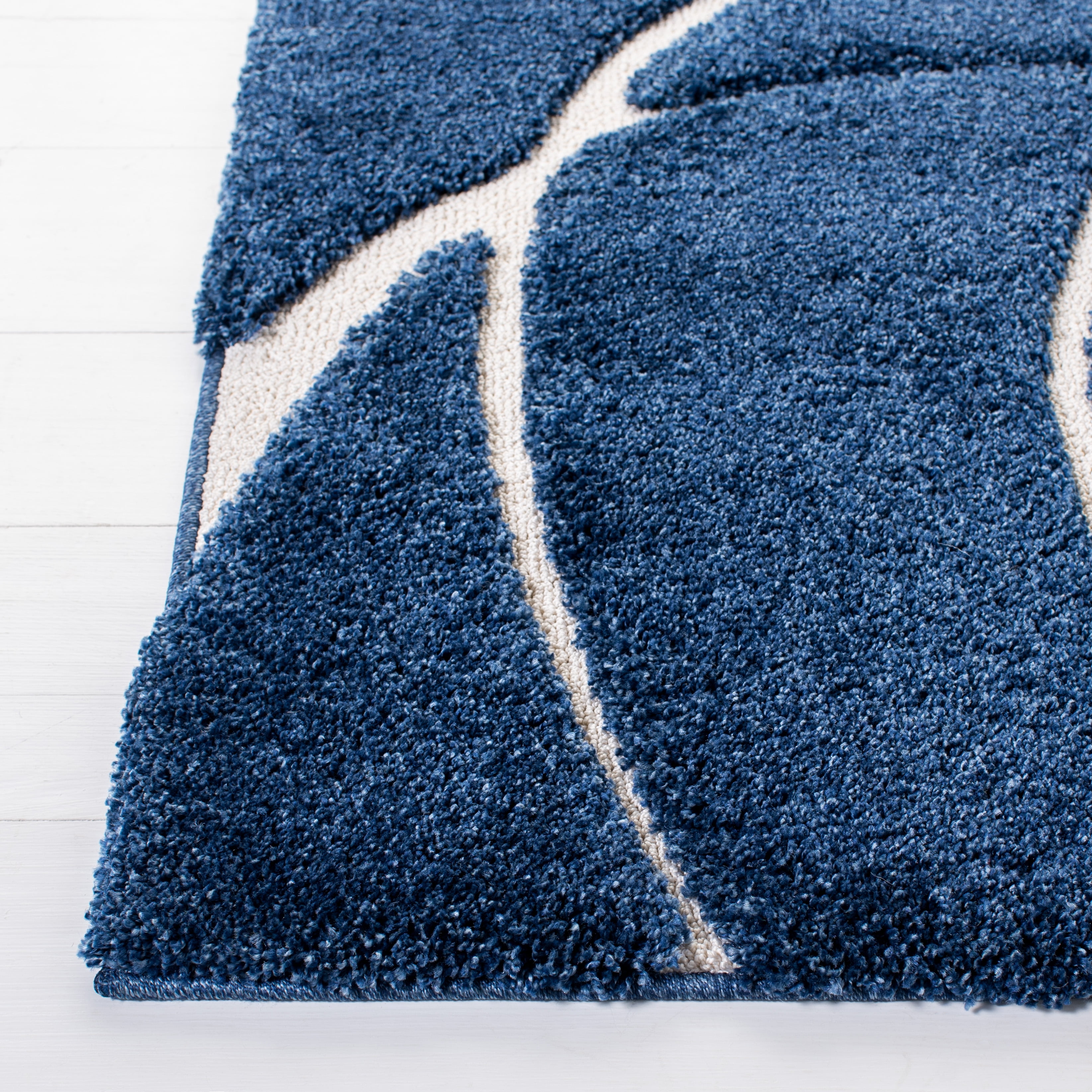 Safavieh Florida Tamzen Abstract Shag Area Rug, Navy/Ivory, 11' x 15'