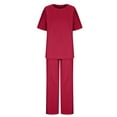 thumbnail image 5 of Pitauce Womens 2 Piece Lounge Set Short Sleeve Tops and Wide Leg Pants Oversized Outfits Plus Size Tracksuit with Pockets, 5 of 5