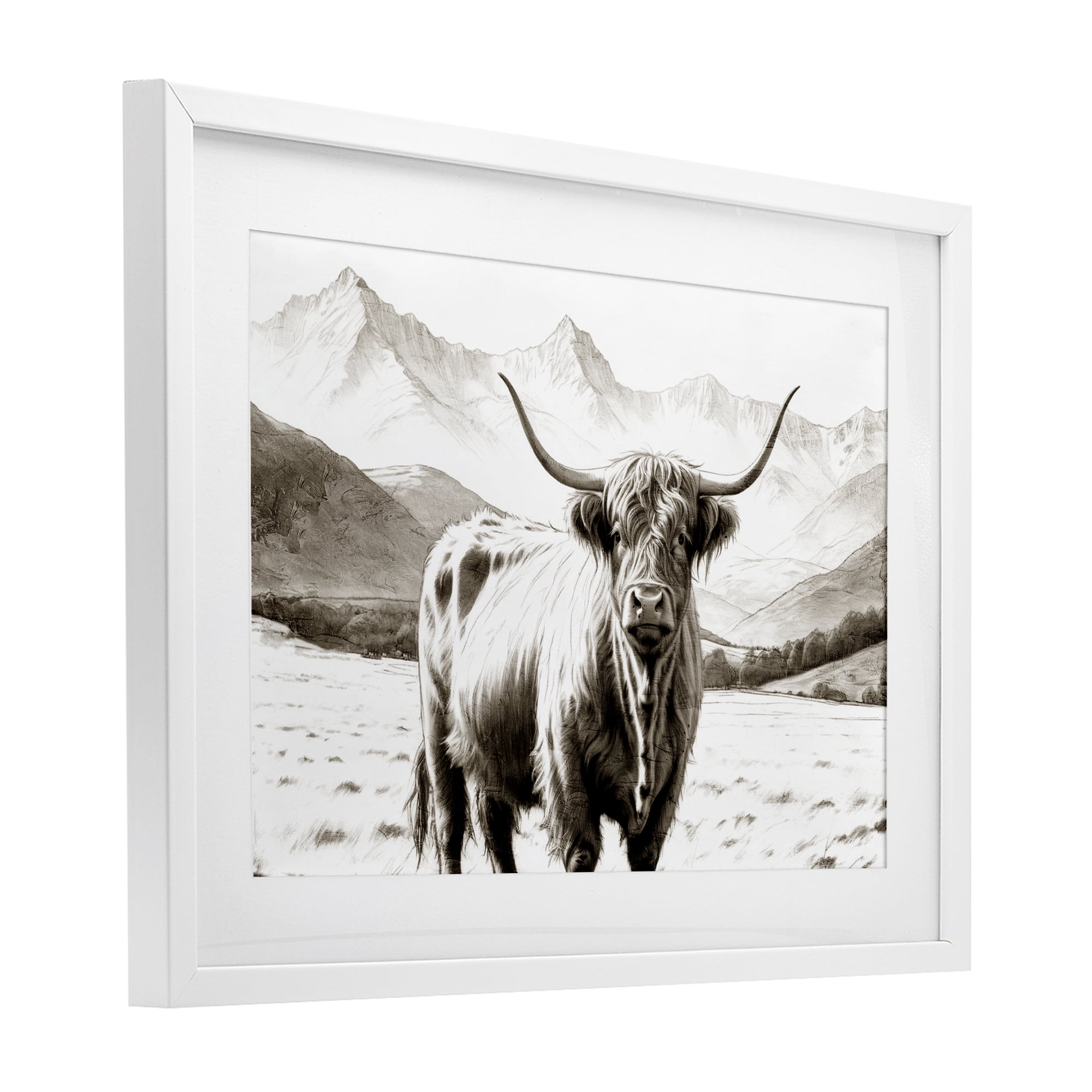 Stupell Industries Highland Sepia Sketch White Framed Print Under Glass, design by Kim Allen