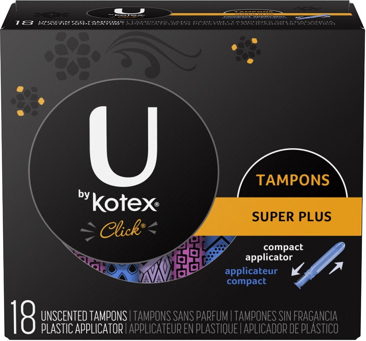 U by Kotex Click Compact Tampons, Regular Absorbency, Unscented, 192 Count  (6 Packs of 32) (Packaging May Vary) - Walmart.com