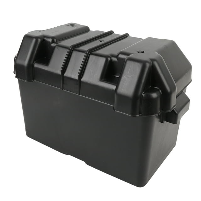 Caja de Batería RV de 12 V, Caja de Batería Marina Versátil Estructura Robusta Negra para Baterías Menores que 325x195x185 mm