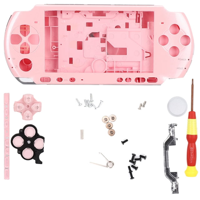 Carcasa completa para consola de juegos PSP3000 con destornillador, portátil y compacta (rosa)