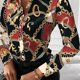 thumbnail image 1 of Blusa de mujer con cuello en V y botones estampados, manga larga, blusa suelta de otoño, 1 of 4