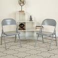 thumbnail image 2 of Flash Furniture 2 Pack HERCULES Series Triple Braced & Double Hinged Gray Metal Folding Chair, 2 of 10