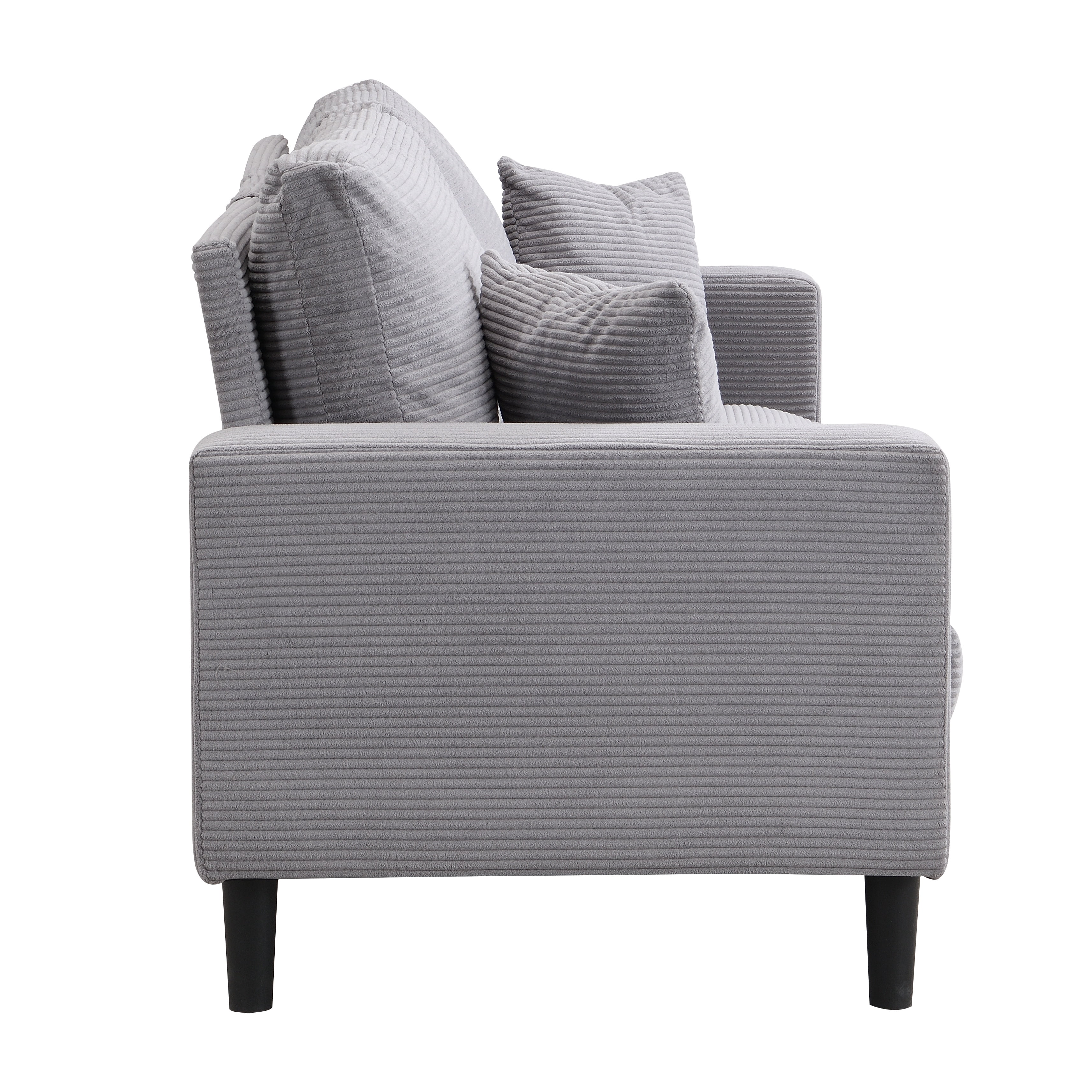 AUKFA 75" Corduroy 3-Seater Sofa,27.6" Deep Seat Sleeper Couch for Living Room, Gray