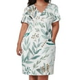 thumbnail image 2 of Vestido de fiesta con bolsillos sueltos y estampado de hojas de eucalipto estilo bohemio 2025 para mujer, vestido largo para mujer, 2 of 6