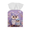 thumbnail image 2 of POLERO Suqare Tissue Box Holder, 5.1"X5.1"X5.5" Waterproof Tissue Box Cover PU Leather Facial Organizer for Dresser Bathroom Home Decor (Cute Owl Floral), 2 of 7