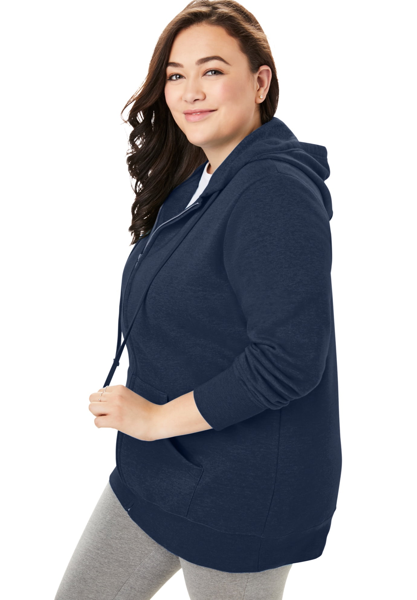 Plus Size Better Fleece Zip-Front Hoodie Long Oversized Sweatshirt - image 3
