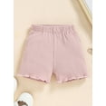 thumbnail image 5 of Gureui Kids Baby Girls Outfits, Casual Round Neck Short Sleeve Ribbed Solid Color T-Shirt + Shorts 2Pcs Clothes Set, 5 of 9