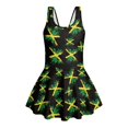 thumbnail image 4 of COEQINE Girls One Piece Swimsuit with Skirt & Built-in Brief Liner, Tank Neck Bathing Suit for Kids 3-4 Years, Polyester Spandex Swim Dress for Swim Lessons, Jamaican Flag Retro, 4 of 8