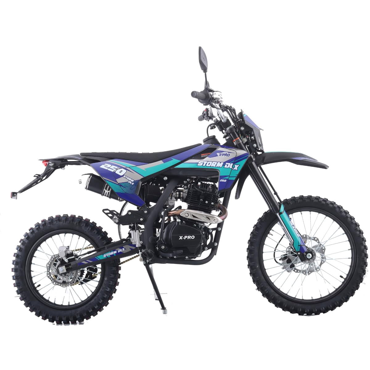 X-Pro Storm DLX 250 Dirt Bike with Zongshen Brand Engine 5-Speed Manual Transmission, Electric/Kick Start! Big 19"/16" Wheels!