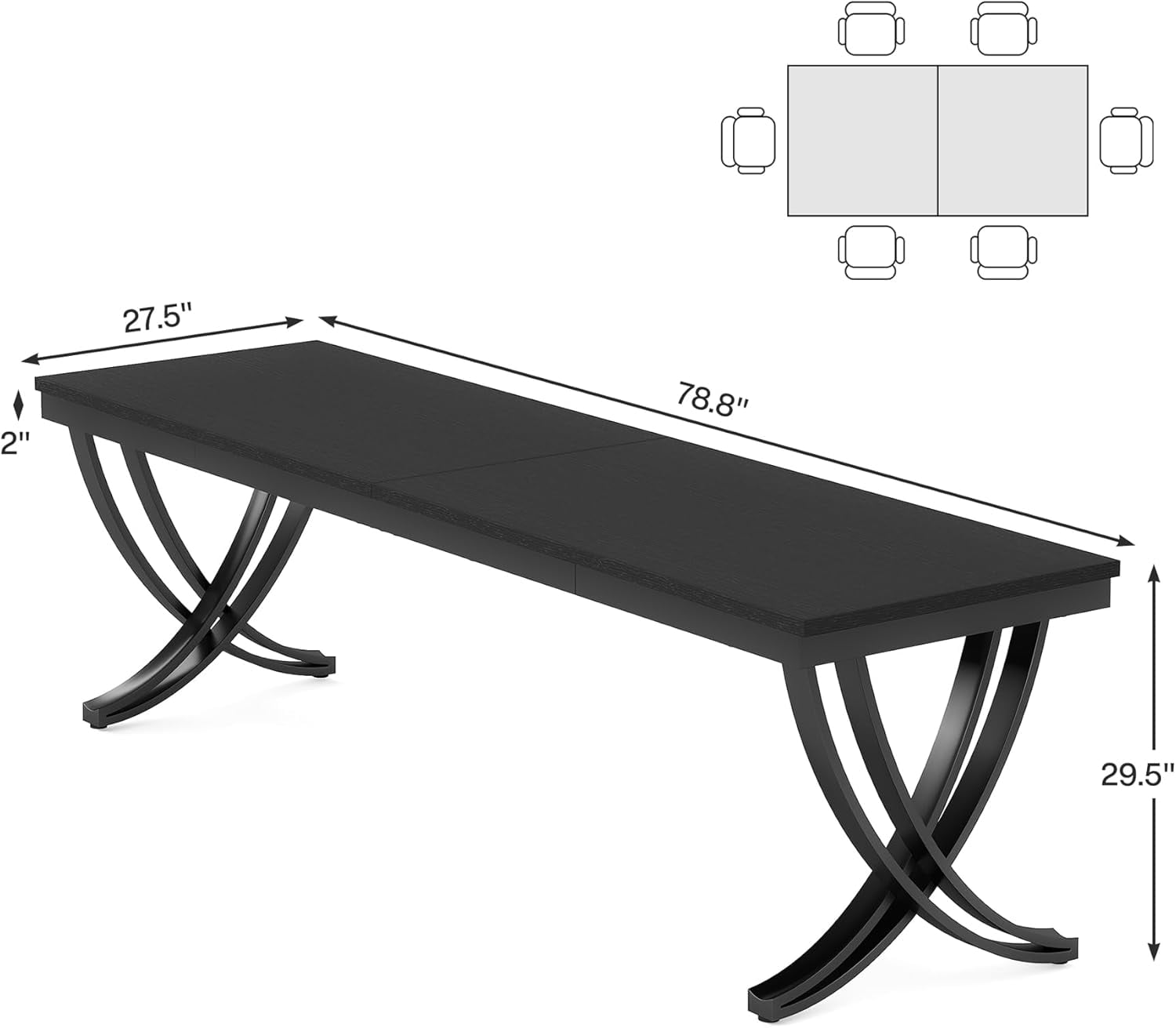 Tribesigns Dining Table for 6-8 People, 78 inch Large Wood Farmhouse Dinner Table with Heavy Duty Metal Legs and Wooden Top (Only Table)