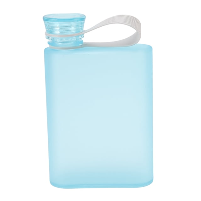 Botella de agua plana Botella de agua de papel portátil cuadrada transparente a prueba de fugas de plástico 380 ml Azul