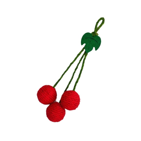 Hanging Sisal Fruit Cat Toy Ball with Rope, Long-Lasting Triple Hanging Balls for Indoor Cat Boredom Relief and Play, Red