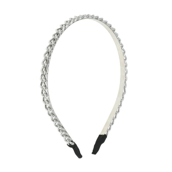 Unique Bargains 1 Pc Cute Thick Chain Headbands for Women Silver Tone