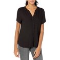 thumbnail image 1 of Essentials Blouse Tissée à Manches Courtes pour Femmes, Noir, Très Grand, 1 of 2