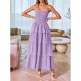 thumbnail image 6 of Women'S Summer Boho Strapless Maxi Dress Casual Sleeveless Off Shoulder Beach Long Sundress Violet L, 6 of 9