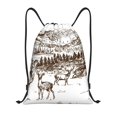 thumbnail image 1 of Honeii Woodland Forest With Deers Print Drawstring Backpack,Drawstring Bags String Backpack Gym Cinch Sack Backpack Sport Bag Draw-Medium, 1 of 6
