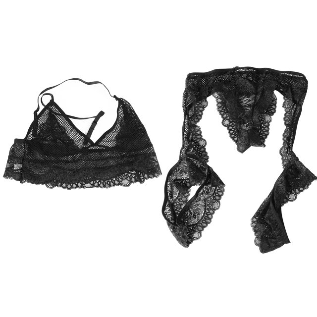 Pantalones cortos de sujetador de lencería de malla, conjunto de lencería de sujetador negro Kit de lencería de sujetador negro Pantalones cortos de sujetador de lencería de encaje Funcionalidad de alta precisión