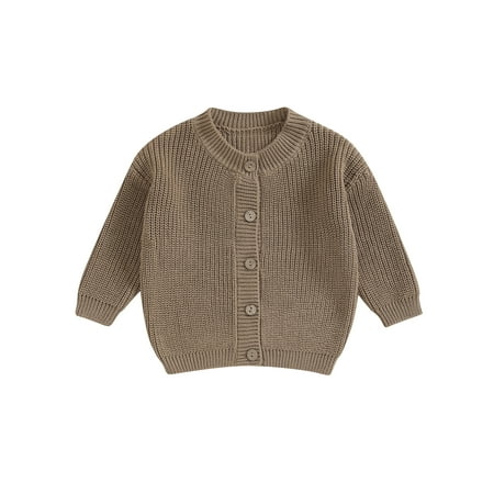 

TFFR Infant Baby Girl Boy Cardigan Knit Sweater Long Sleeve Crewneck Button Up Solid Color Knitwear Fall Winter Clothes