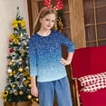 thumbnail image 6 of YUNAFFT Girls Christmas Print Casual 3/4 Sleeve Round-Neck Blouses & Shirts Cotton-Like Comfort Fit Elastic 4-14Y, 6 of 7