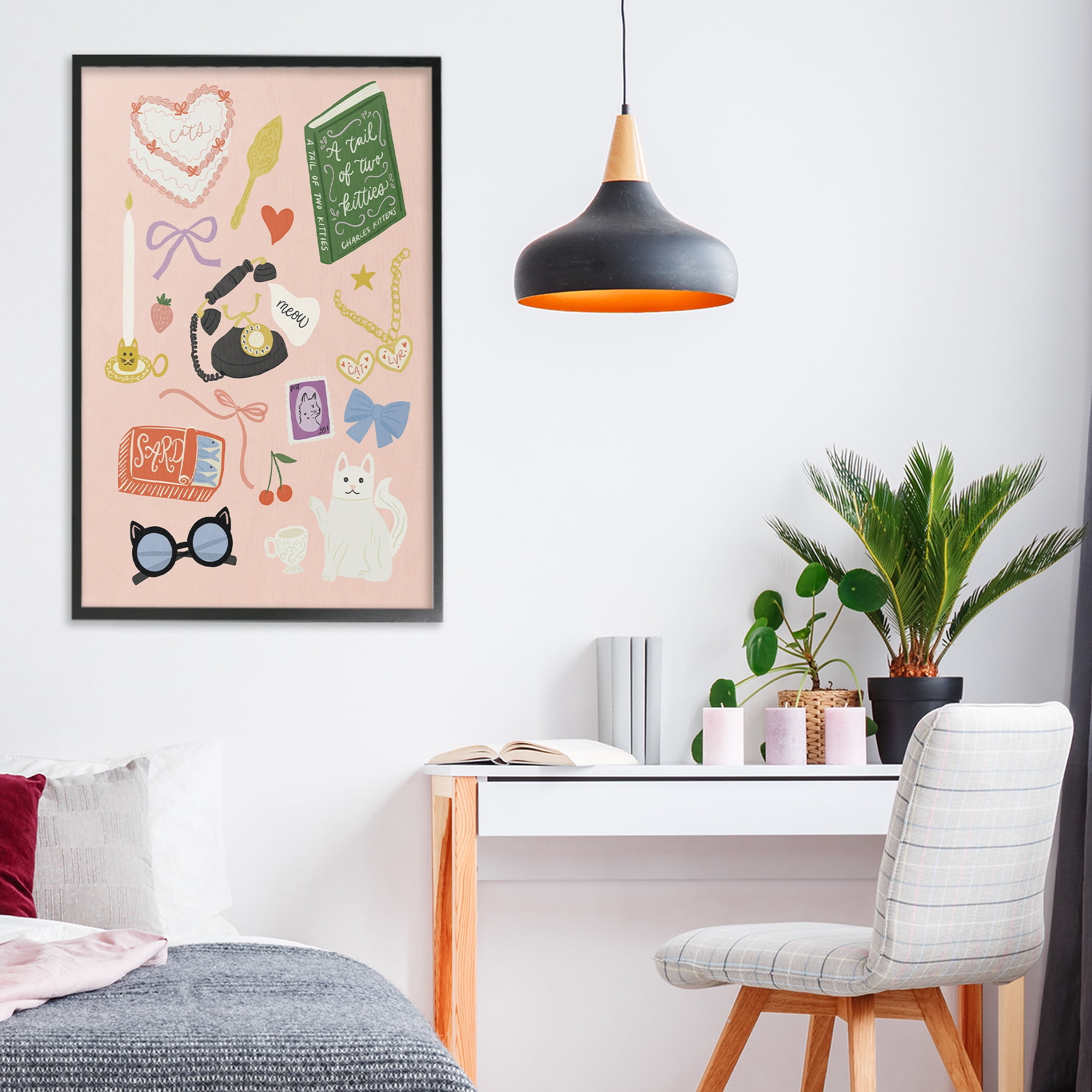 Stupell Industries Vintage Cat Lover Trinkets Black Framed Giclee Art, design by Amanda Houston