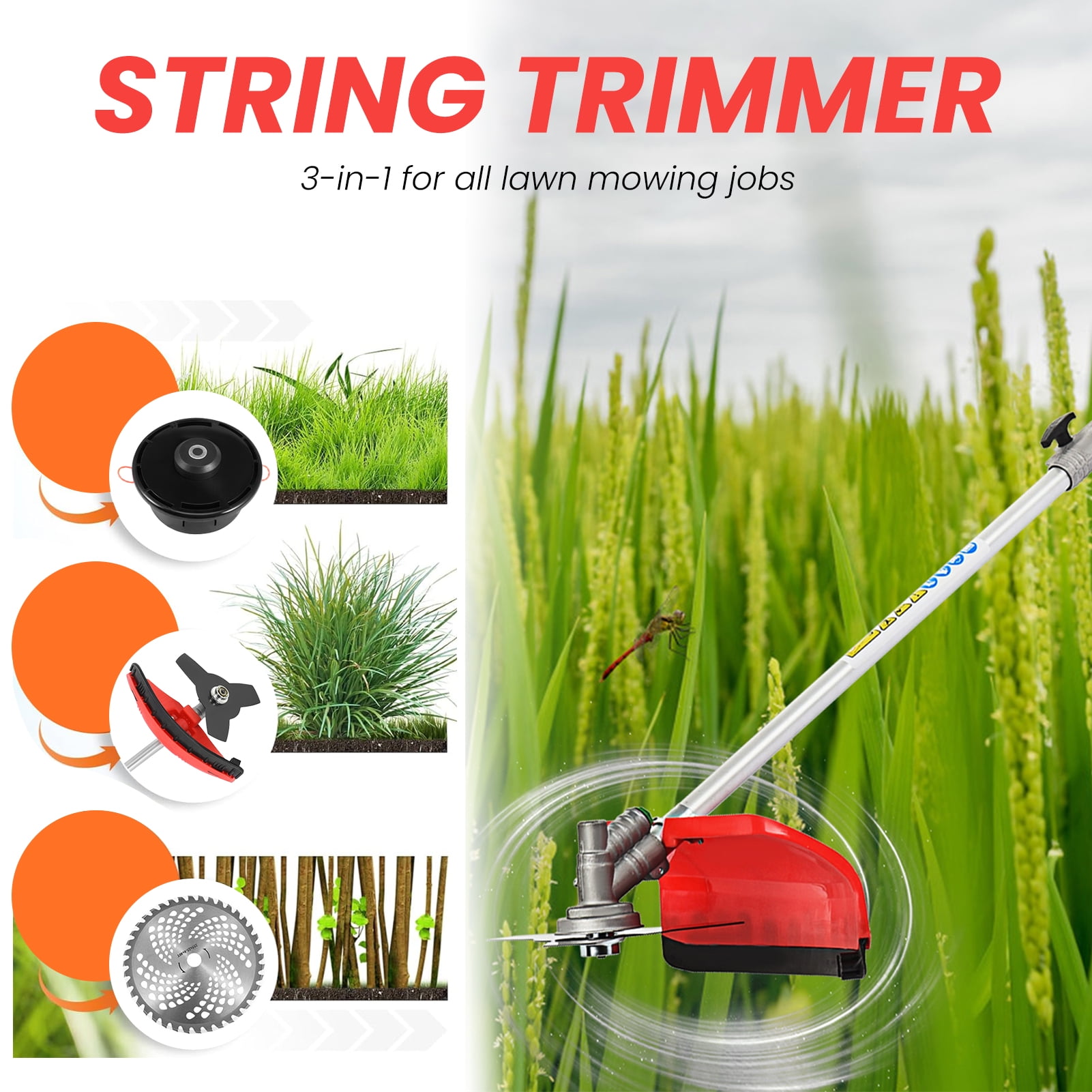 52cc Weed EaterGas, Gas Hedge Trimmer,2 Cycle Gas Power Handheld Hedge Trimmer, with Protective Gear Set, Brush Cutter, for Trimming Shrubs & Bushes