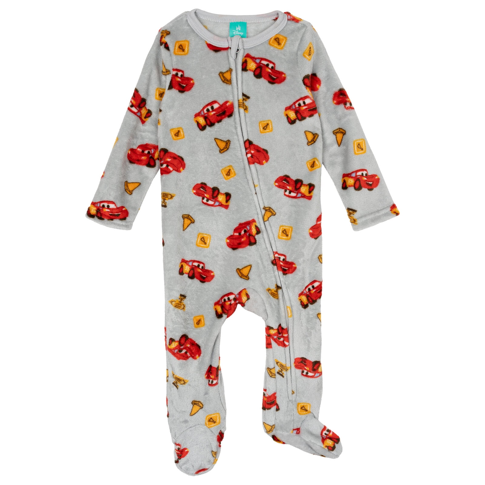 Disney Cars Baby Boys' Fleece Footed Sleep N' Play McQueen Light Grey