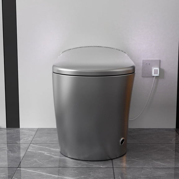 Basdien Starry Night Light Smart Toilet with Bidet Built In, Modern Design For Bathroom, Auto Open/Close Seat, Foot Sensor, LED Display,Night Light, Warm Water & Dryer,Matte Grey
