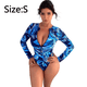thumbnail image 2 of Traje de baño de una pieza de manga larga con cremallera y protección contra erupciones para mujer, 2 of 5