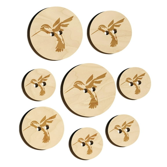 Hummingbird Sketch Wood Buttons for Crochet Knitting Sewing DIY Craft - 0.75 Inch Small (12pcs)