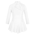 thumbnail image 2 of Lejafay Kids Girls Mesh Long Sleeve Ballet Dance Dress Mock Neck Skator Gymnastic Skirted Leotard White 10, 2 of 6