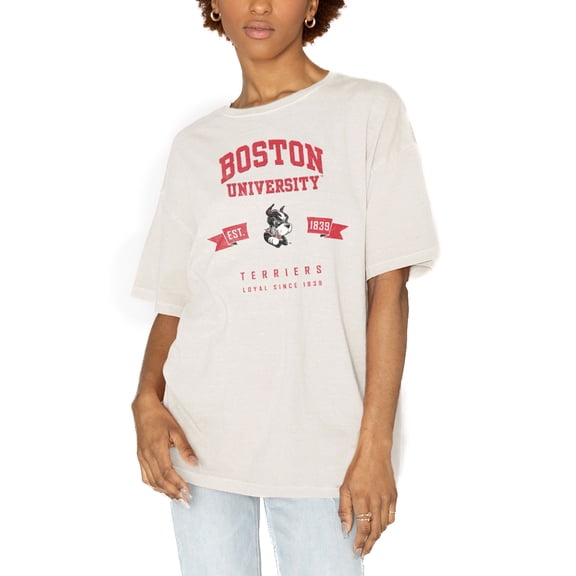 Women's Gameday Couture White Boston University Get Goin' Oversized T-Shirt