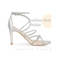 thumbnail image 3 of BLISSFUL STEP Rhiness Strappy Open Toe Stiletto Heel Ankle Strap Sandals for Women Silver 8, 3 of 6
